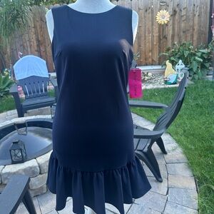 New Betsy Johnson - Navy Blue Ruffle Hem Sleeveless Dress. Size 8